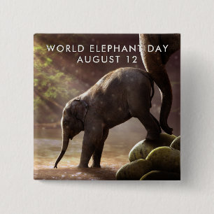 World Elephant Day 15 Cm Square Badge