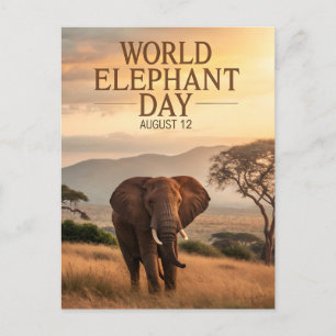 World Elephant Day African Savanna Art Holiday Postcard
