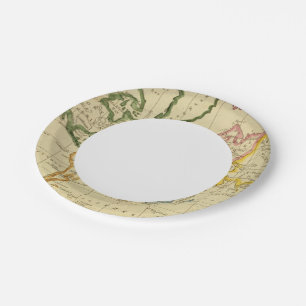 World engraved map paper plate