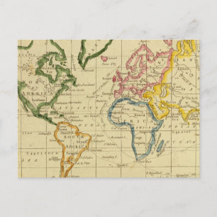 World engraved map postcard