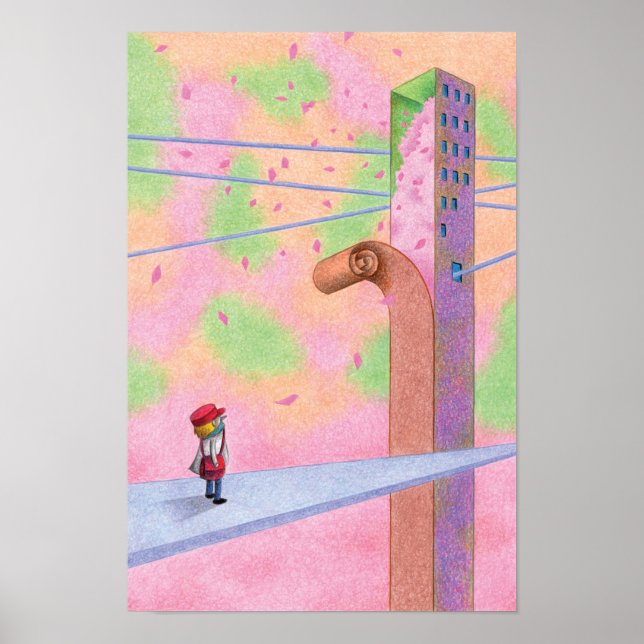World enveloped in cherry blossoms. poster (Front)