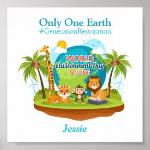 World Environment Day Custom Text Jungle Animals Poster