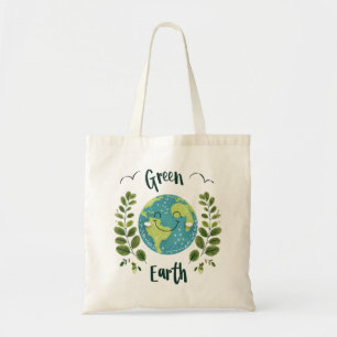 World Environment - Smiling Earth with Green Earth Tote Bag