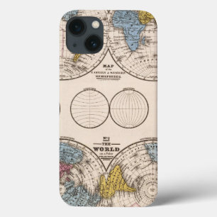 World Equatorial Projection and Polar Projection iPhone 13 Case