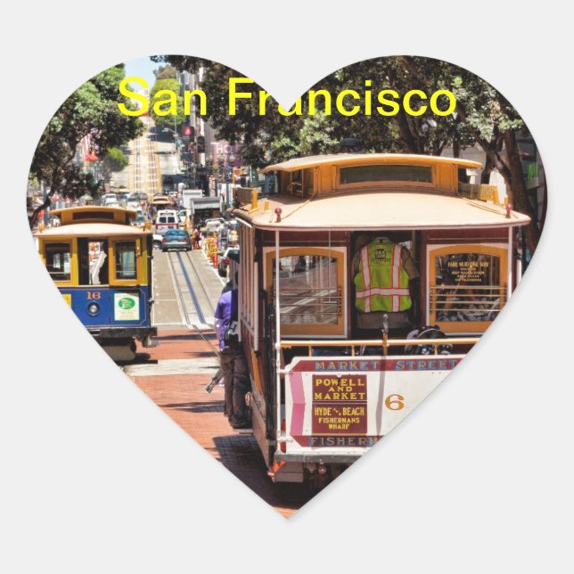 World Famous Cable Cars Heart Sticker (Front)