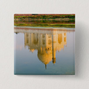 World famous Taj Mahal temple reflection at 15 Cm Square Badge