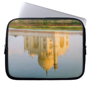 World famous Taj Mahal temple reflection at Laptop Sleeve