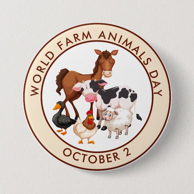World Farm Animals Day 7.5 Cm Round Badge (Front)