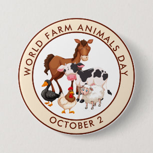 World Farm Animals Day 7.5 Cm Round Badge