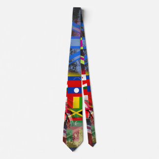 World Flag Distressed Glitch Abstract Collage  Tie