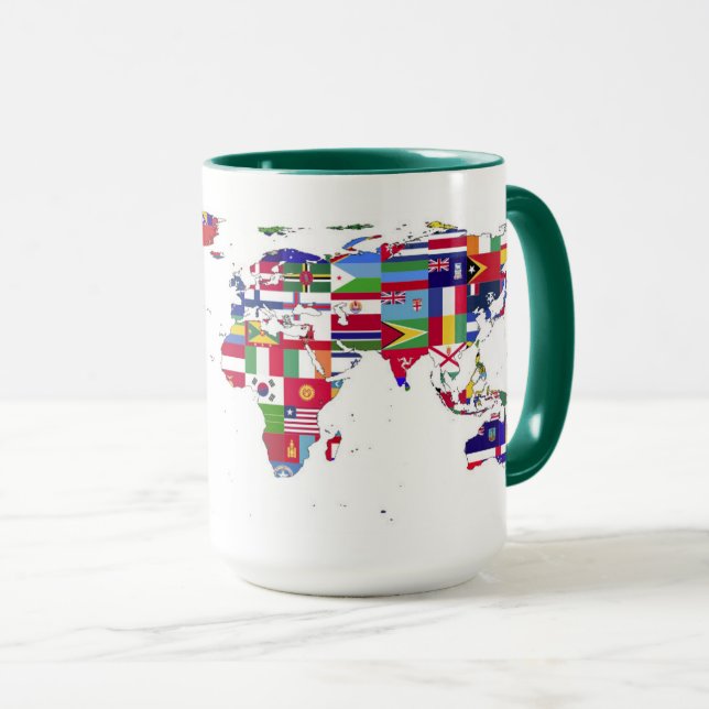 World Flag Map of the World Mug (Front Right)