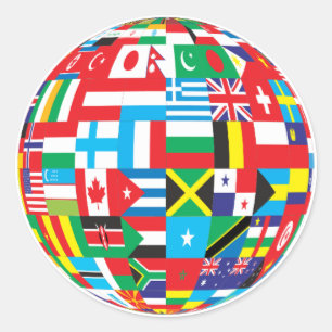 World Flags, Globe Classic Round Sticker