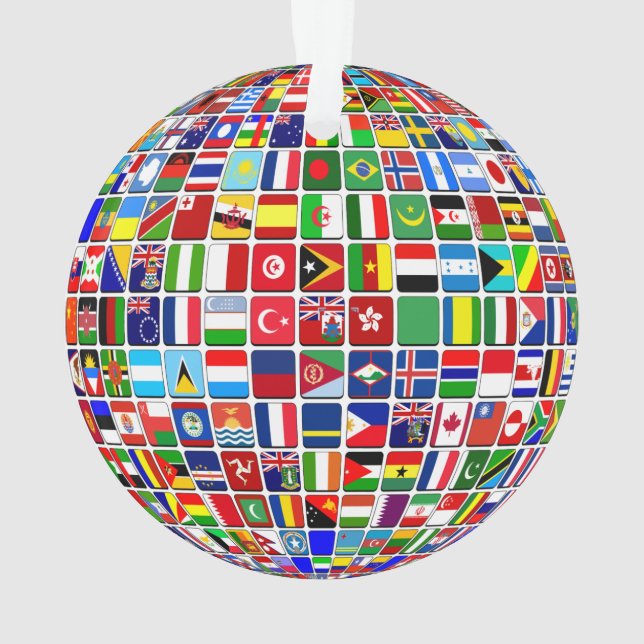 World Flags Globe, International, Classic Round St Ornament (Back)