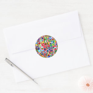 World Flags Globe, International, Classic Round Sticker