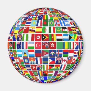 World Flags Globe, International, Magnet