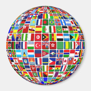 World Flags Globe, International, Magnet