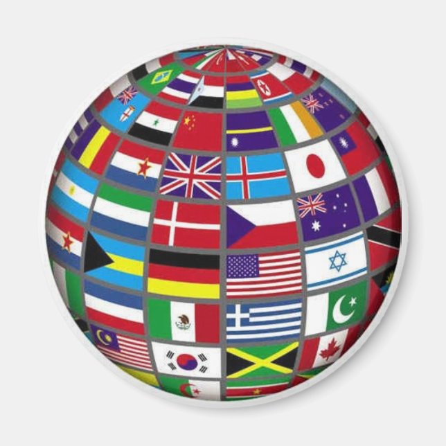 World Flags Globe Magnet (Front)