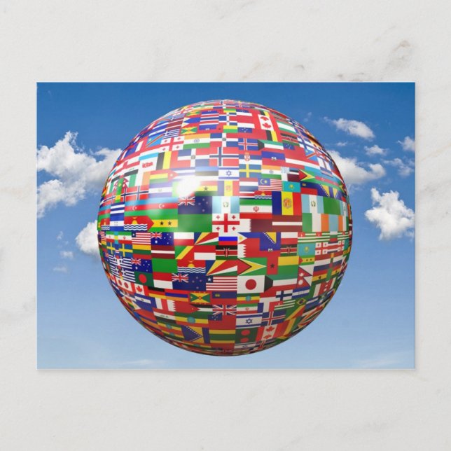 World Flags in a Globe Postcard (Front)