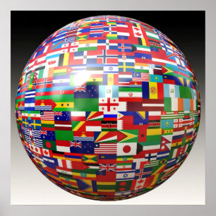 World Flags in a Globe Poster