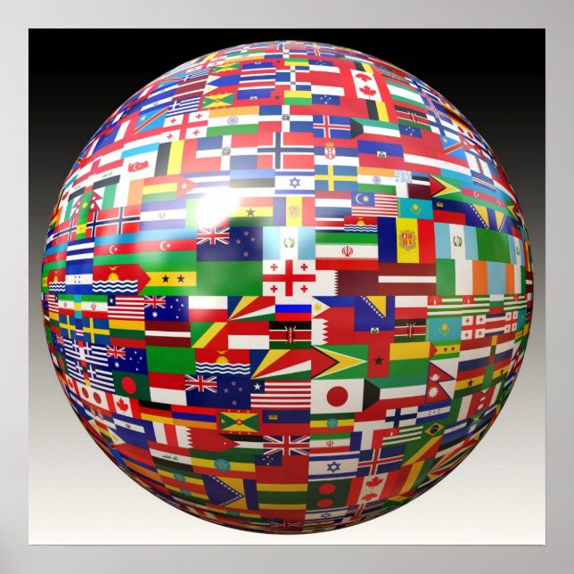 World Flags in a Globe Poster (Front)