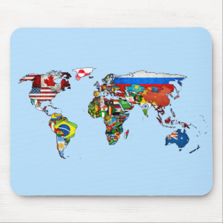 World Flags Map Mouse Pad