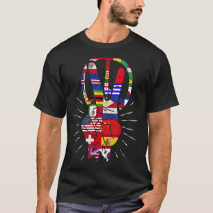 World Flags Peace Sign Country Hippie World Flag T-Shirt