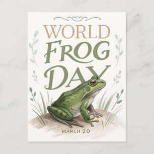 World Frog Day Watercolor Nature Art Holiday Postcard