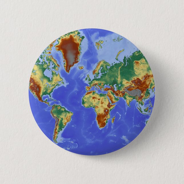 World Geographic International Map 6 Cm Round Badge (Front)