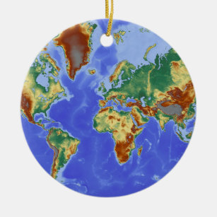 World Geographic International Map Ceramic Ornament