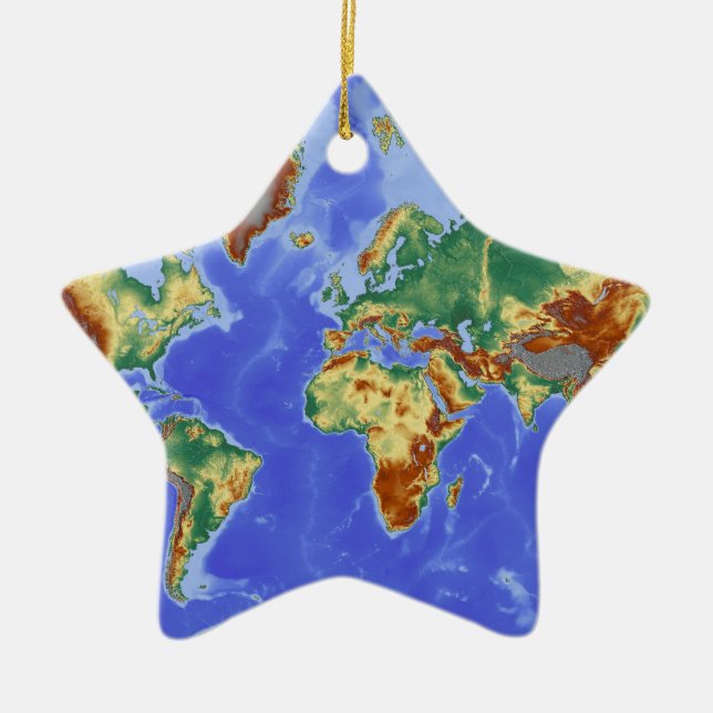 World Geographic International Map Ceramic Tree Decoration (Front)