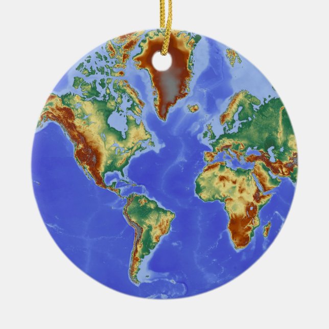 World Geographic International Map Ceramic Tree Decoration (Front)