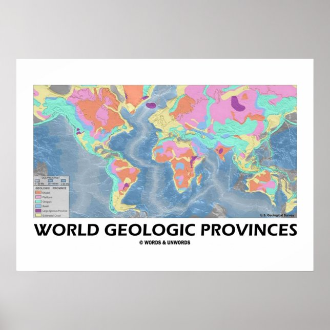 World Geologic Provinces (World Map Geology) Poster (Front)