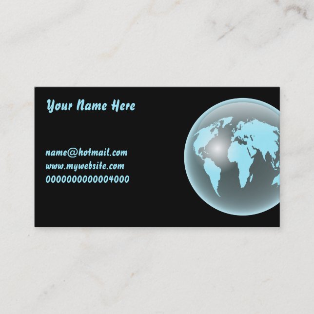 World Glass Globe, Your Name Here, Business Card (Front)