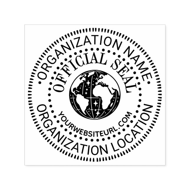World Globe Generic Official Seal Name Loc URL Self-inking Stamp (Design)