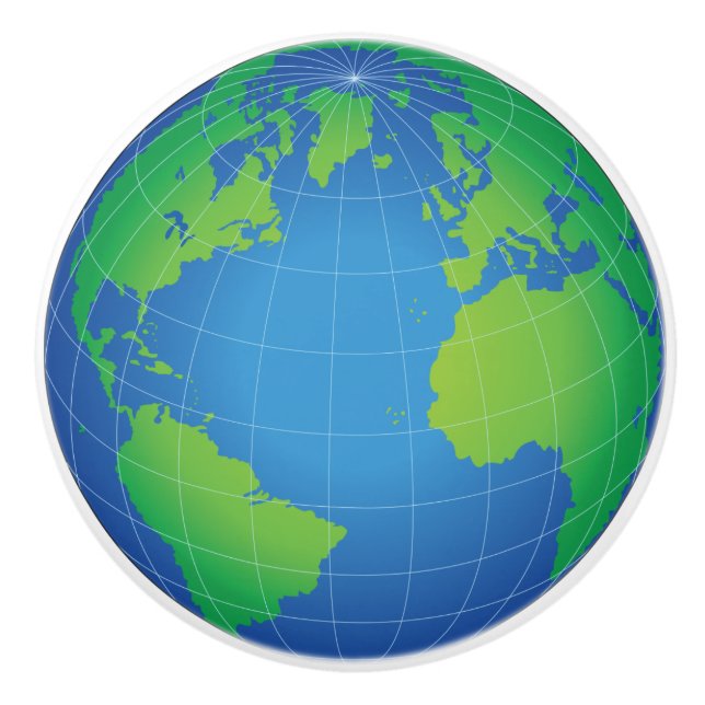 World Globe Map Ceramic Knob (Front)
