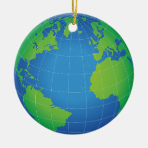World Globe Map Ceramic Tree Decoration