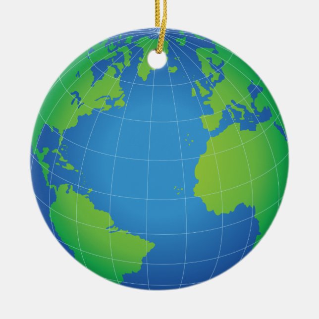 World Globe Map Ceramic Tree Decoration (Front)