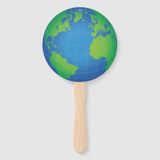 World Globe Map Hand Fan (Front)