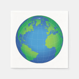 World Globe Map Napkin
