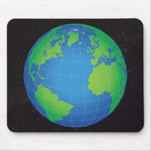 World Globe Map Starry Sky Mouse Pad