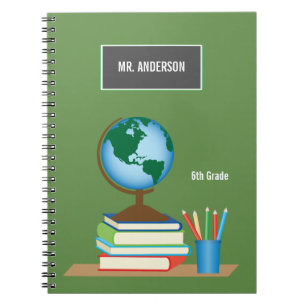 World Globe on Stack of Books Personalised Teacher