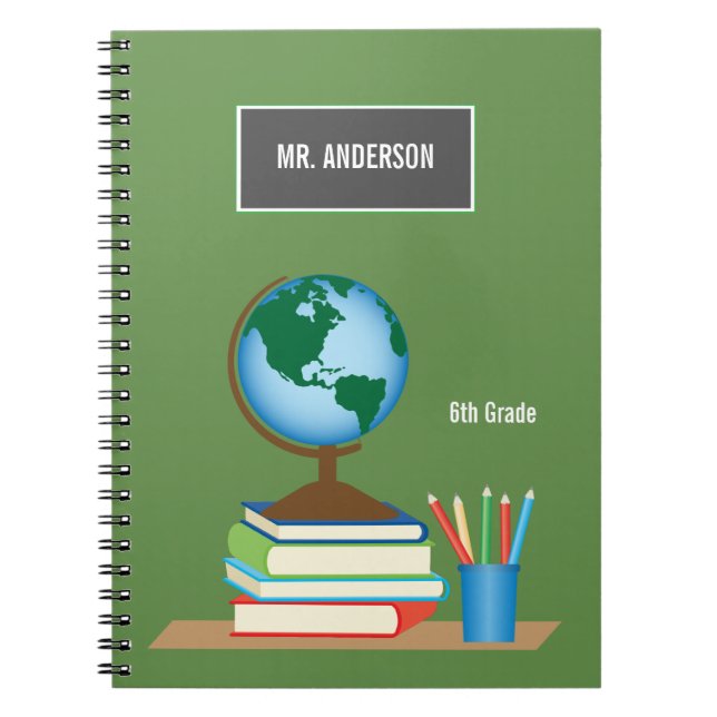 World Globe on Stack of Books Personalised Teacher (Front)