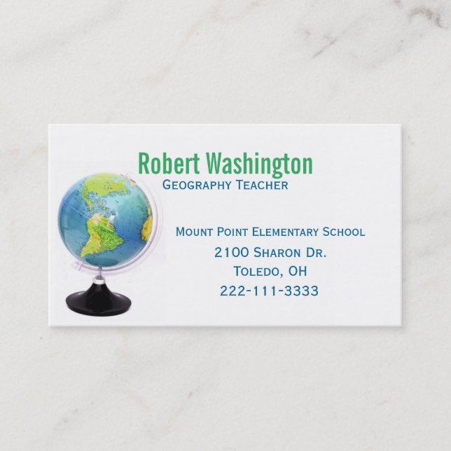 World Globe Teachers Business Card (Front)