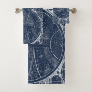 World Globes Blueprint Bath Towel Set