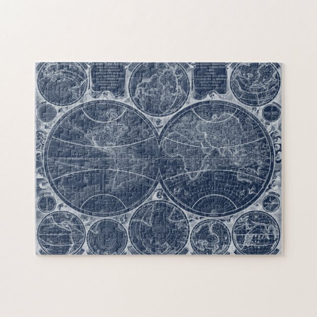 World Globes Blueprint Jigsaw Puzzle (Horizontal)
