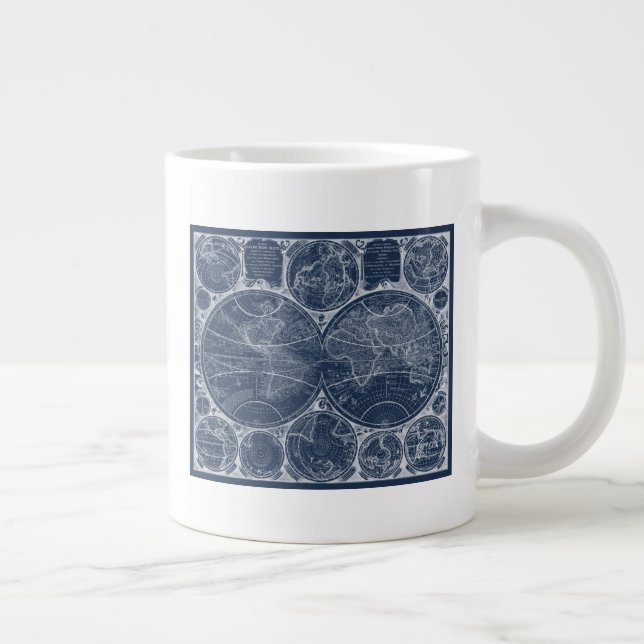 World Globes Blueprint Large Coffee Mug (Right)