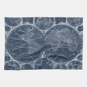 World Globes Blueprint Tea Towel