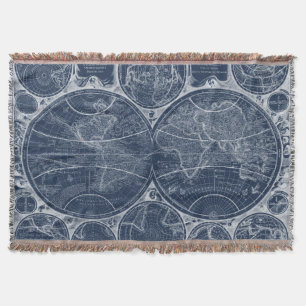 World Globes Blueprint Throw Blanket
