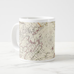 World, gnomonic proj V North Pole 45 N Lat Large Coffee Mug
