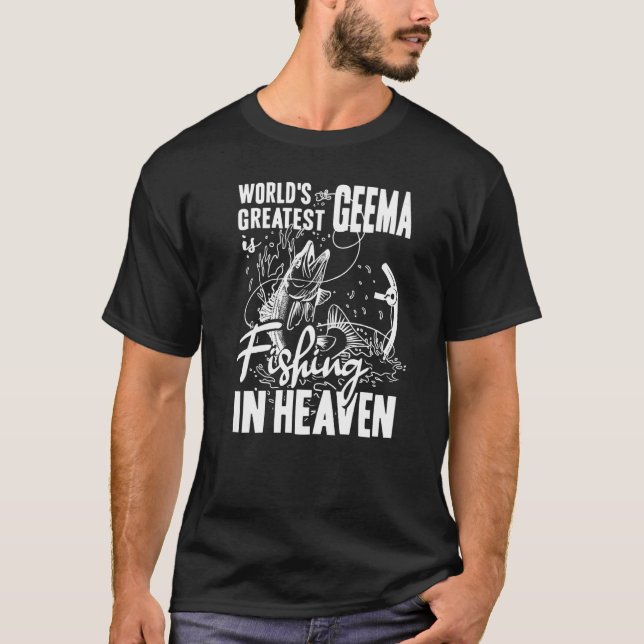World Greatest Grandma Fishing in Heaven Family Mo T-Shirt (Front)